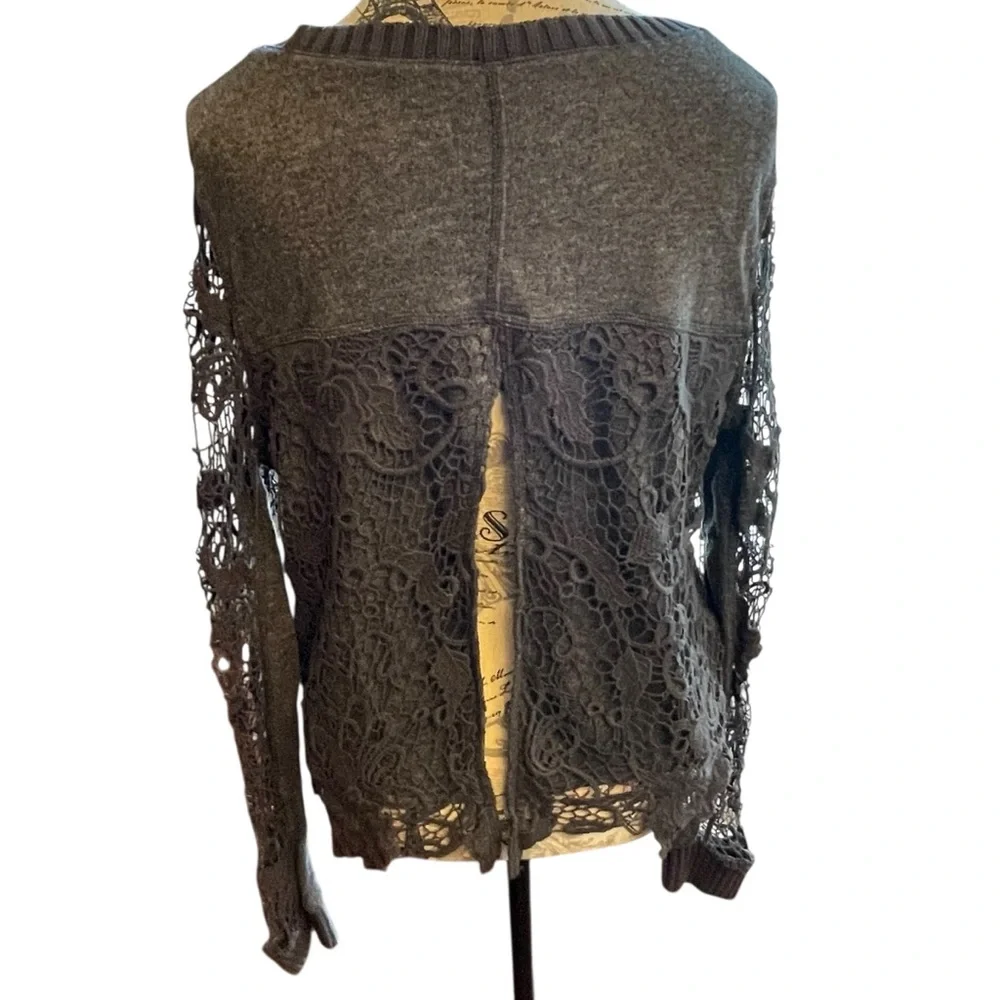 Free People black Cropped Lace Blouse - Picture 4 of 8